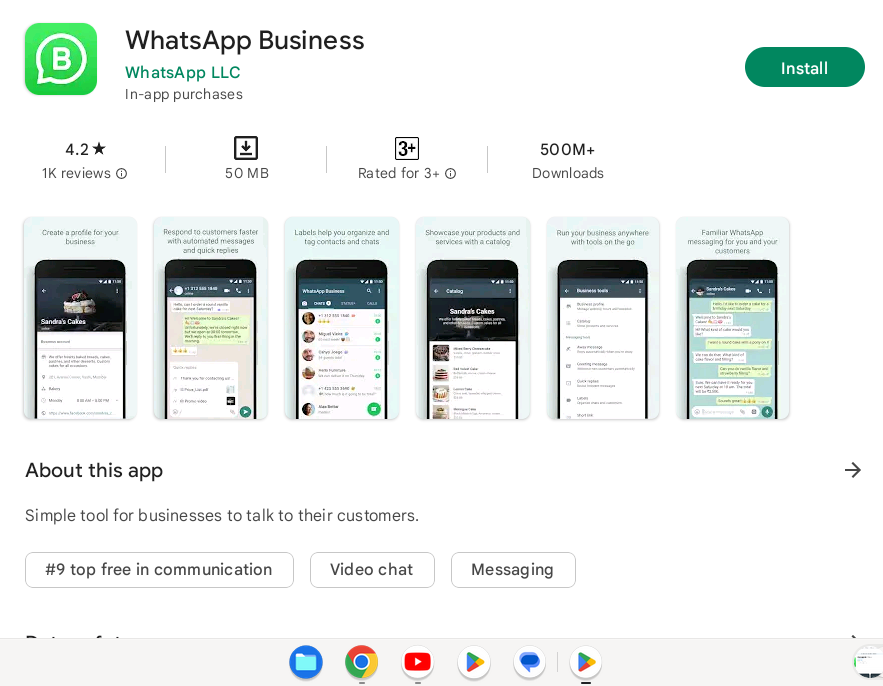 Halaman unduh WhatsApp Business
