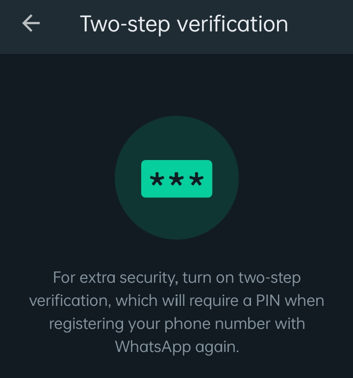 halaman two-step verification WhatsApp