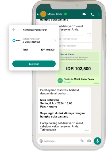 Lakukan pembayaran⁄DP langsung lewat WhatsApp